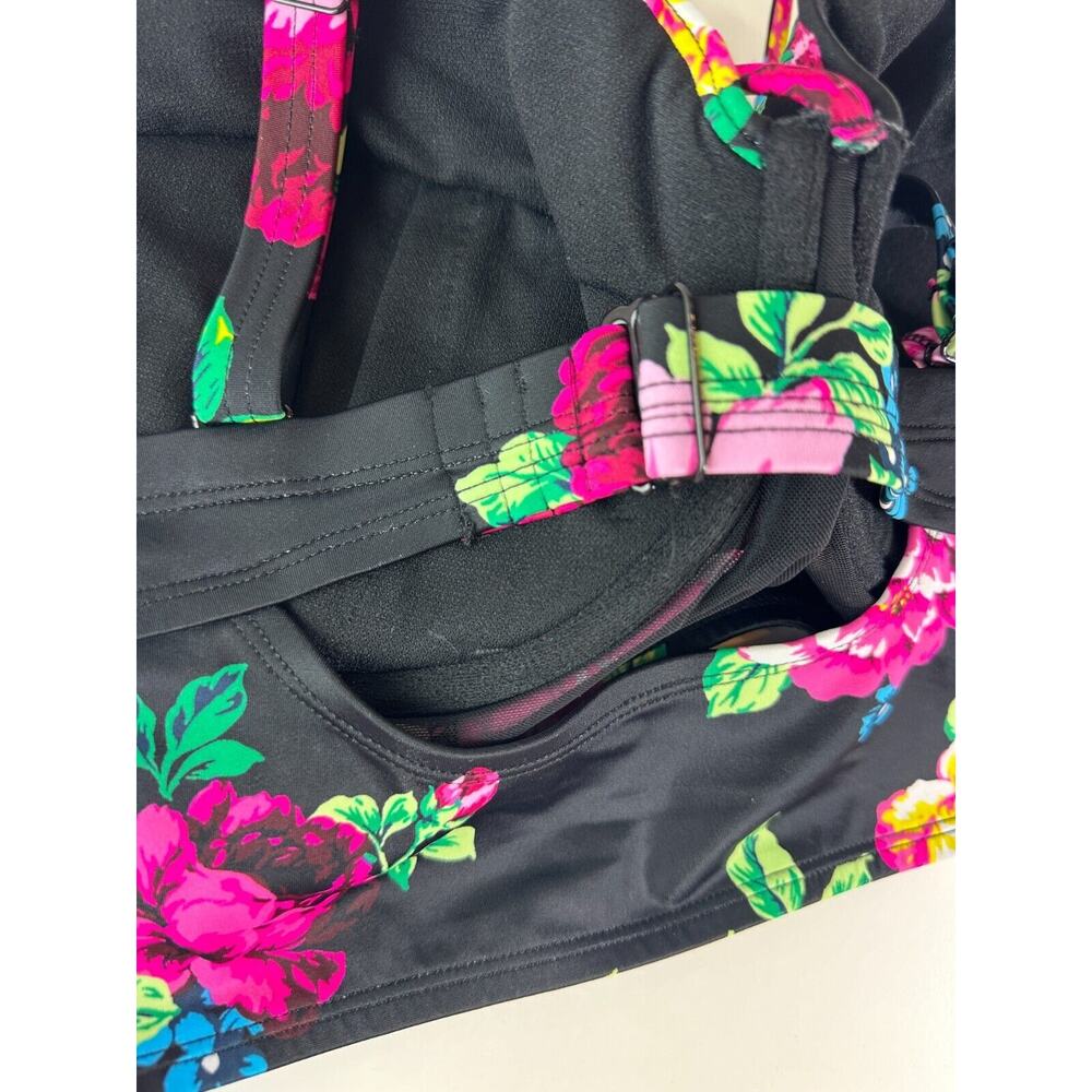 Torrid Underwire Strappy Front Bikini Top Swim Black Pink Floral Size 1 D/DD 1X - Picture 6 of 11